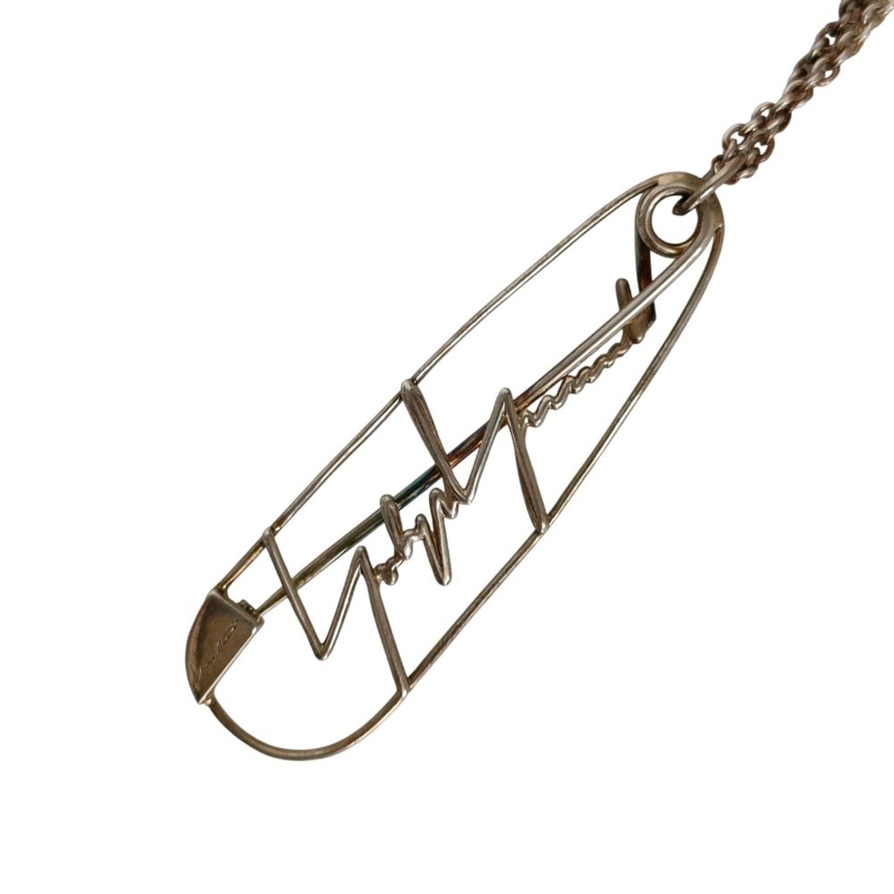 Yohji Yamamoto Safety Pin Signature Logo Chain Necklace, Silver Color, with B...